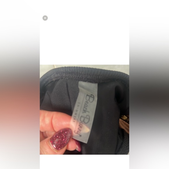 Beach Bunny bathing suit Crome metallic pink white shimmery swimsuit waist 34.5 - Picture 2 of 6